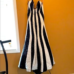 Black and white sequin formal